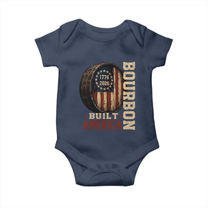 Bourbon Built America Vintage Distressed Graphic Baby Onesie American Flag Whiskey Barrel 1776 to 2026 Semiquincentennial Patriotic TS02 Navy Print Your Wear