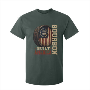 Bourbon Built America Vintage Distressed Graphic T Shirt For Kid American Flag Whiskey Barrel 1776 to 2026 Semiquincentennial Patriotic TS02 Dark Forest Green Print Your Wear