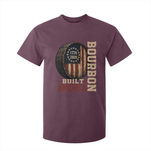 Bourbon Built America Vintage Distressed Graphic T Shirt For Kid American Flag Whiskey Barrel 1776 to 2026 Semiquincentennial Patriotic TS02 Maroon Print Your Wear