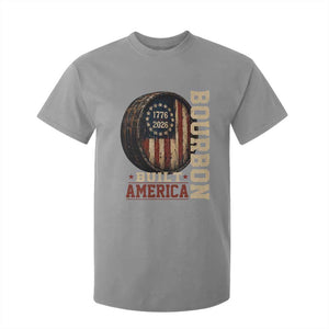 Bourbon Built America Vintage Distressed Graphic T Shirt For Kid American Flag Whiskey Barrel 1776 to 2026 Semiquincentennial Patriotic TS02 Sport Gray Print Your Wear