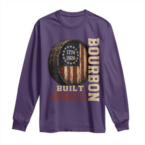 Bourbon Built America Vintage Distressed Graphic Long Sleeve Shirt American Flag Whiskey Barrel 1776 to 2026 Semiquincentennial Patriotic TS02 Purple Print Your Wear