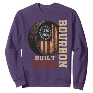 Bourbon Built America Vintage Distressed Graphic Sweatshirt American Flag Whiskey Barrel 1776 to 2026 Semiquincentennial Patriotic