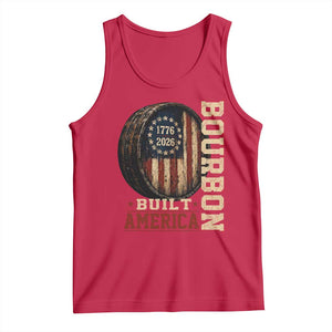 Bourbon Built America Vintage Distressed Graphic Tank Top American Flag Whiskey Barrel 1776 to 2026 Semiquincentennial Patriotic TS02 Red Print Your Wear