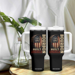 Bourbon Built America Vintage Distressed Graphic Tumbler With Handle American Flag Whiskey Barrel 1776 to 2026 Semiquincentennial Patriotic TS02 Print Your Wear