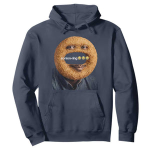 Funny Sonion Ring Cursed Meme Graphic Hoodie Surreal Deep Fried Onion Ring Joke TS02 Navy Print Your Wear