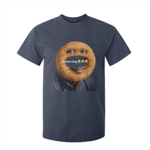 Funny Sonion Ring Cursed Meme Graphic T Shirt For Kid Surreal Deep Fried Onion Ring Joke TS02 Navy Print Your Wear