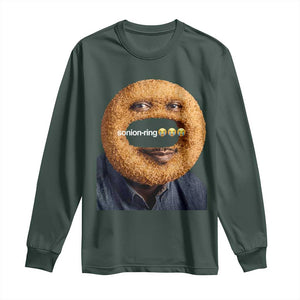 Funny Sonion Ring Cursed Meme Graphic Long Sleeve Shirt Surreal Deep Fried Onion Ring Joke TS02 Dark Forest Green Print Your Wear