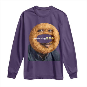Funny Sonion Ring Cursed Meme Graphic Long Sleeve Shirt Surreal Deep Fried Onion Ring Joke TS02 Purple Print Your Wear