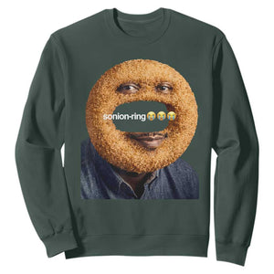 Funny Sonion Ring Cursed Meme Graphic Sweatshirt Surreal Deep Fried Onion Ring Joke