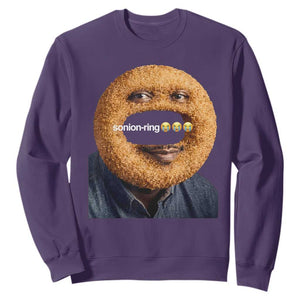 Funny Sonion Ring Cursed Meme Graphic Sweatshirt Surreal Deep Fried Onion Ring Joke