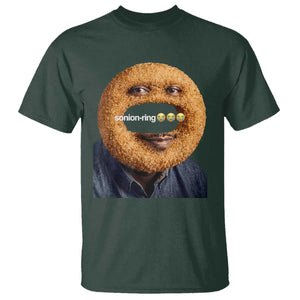 Funny Sonion Ring Cursed Meme Graphic T Shirt Surreal Deep Fried Onion Ring Joke TS02 Dark Forest Green Print Your Wear