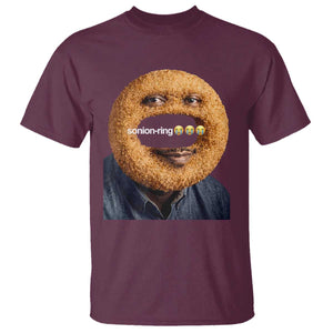 Funny Sonion Ring Cursed Meme Graphic T Shirt Surreal Deep Fried Onion Ring Joke TS02 Maroon Print Your Wear
