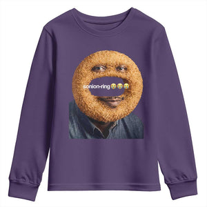Funny Sonion Ring Cursed Meme Graphic Youth Sweatshirt Surreal Deep Fried Onion Ring Joke TS02 Purple Print Your Wear
