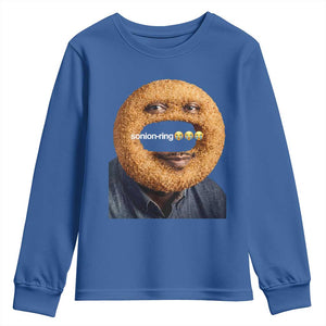 Funny Sonion Ring Cursed Meme Graphic Youth Sweatshirt Surreal Deep Fried Onion Ring Joke TS02 Royal Blue Print Your Wear