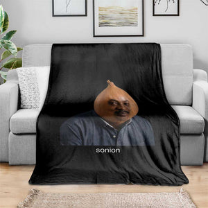 Viral Sonion Surreal Meme Throw Blanket Funny Crying Onion Man Aesthetic Joke TS02 Print Your Wear