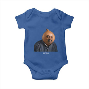 Viral Sonion Surreal Meme Baby Onesie Funny Crying Onion Man Aesthetic Joke TS02 Royal Blue Print Your Wear