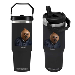 Viral Sonion Surreal Meme Flip Straw Tumbler Funny Crying Onion Man Aesthetic Joke TS02 One Size: 30 oz Black Print Your Wear