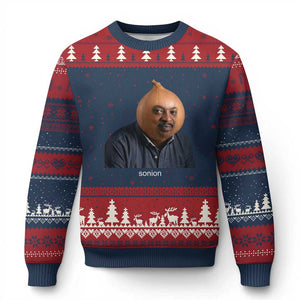 Viral Sonion Surreal Meme Ugly Christmas Sweater Funny Crying Onion Man Aesthetic Joke TS02 Navy Red Print Your Wear