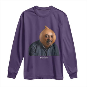 Viral Sonion Surreal Meme Long Sleeve Shirt Funny Crying Onion Man Aesthetic Joke TS02 Purple Print Your Wear