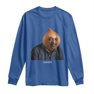 Viral Sonion Surreal Meme Long Sleeve Shirt Funny Crying Onion Man Aesthetic Joke TS02 Royal Blue Print Your Wear