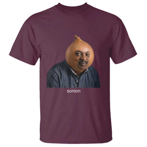 Viral Sonion Surreal Meme T Shirt Funny Crying Onion Man Aesthetic Joke TS02 Maroon Print Your Wear