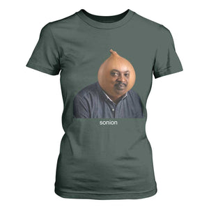 Viral Sonion Surreal Meme T Shirt For Women Funny Crying Onion Man Aesthetic Joke TS02 Dark Forest Green Print Your Wear