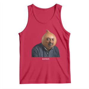 Viral Sonion Surreal Meme Tank Top Funny Crying Onion Man Aesthetic Joke TS02 Red Print Your Wear