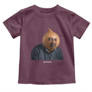 Viral Sonion Surreal Meme Toddler T Shirt Funny Crying Onion Man Aesthetic Joke TS02 Maroon Print Your Wear
