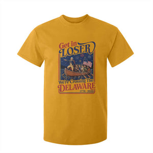 Get In Loser We're Crossing The Delaware 1776 to 2026 Retro T Shirt For Kid Funny George Washington Patriotic Fireworks Semiquincentennial