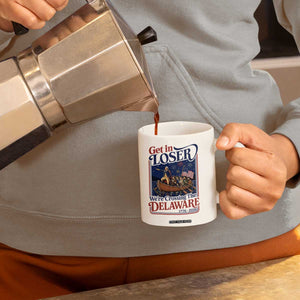 Get In Loser We're Crossing The Delaware 1776 to 2026 Retro Coffee Mug Funny George Washington Patriotic Fireworks Semiquincentennial