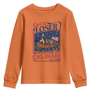 Get In Loser We're Crossing The Delaware 1776 to 2026 Retro Youth Sweatshirt Funny George Washington Patriotic Fireworks Semiquincentennial