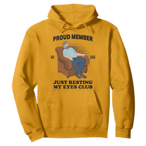 Funny Napping Dad Sleepy Grandpas and Fathers Hoodie Proud Member Of The Just Resting My Eyes Club Armchair Cartoon Graphic