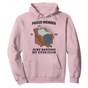 Funny Napping Dad Sleepy Grandpas and Fathers Hoodie Proud Member Of The Just Resting My Eyes Club Armchair Cartoon Graphic