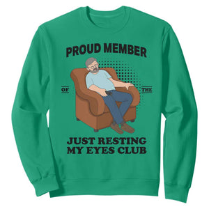 Funny Napping Dad Sleepy Grandpas and Fathers Sweatshirt Proud Member Of The Just Resting My Eyes Club Armchair Cartoon Graphic