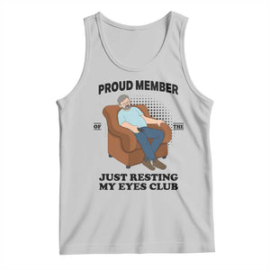 Funny Napping Dad Sleepy Grandpas and Fathers Tank Top Proud Member Of The Just Resting My Eyes Club Armchair Cartoon Graphic