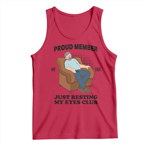 Funny Napping Dad Sleepy Grandpas and Fathers Tank Top Proud Member Of The Just Resting My Eyes Club Armchair Cartoon Graphic