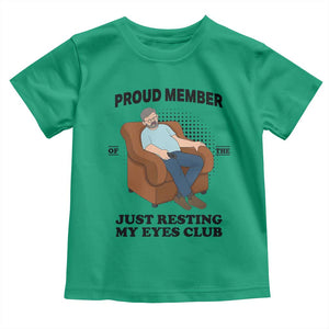 Funny Napping Dad Sleepy Grandpas and Fathers Toddler T Shirt Proud Member Of The Just Resting My Eyes Club Armchair Cartoon Graphic