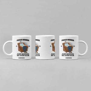 Funny Napping Dad Sleepy Grandpas and Fathers Coffee Mug Proud Member Of The Just Resting My Eyes Club Armchair Cartoon Graphic