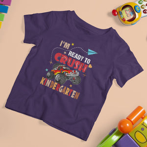 Crush Kindergarten T Shirt For Kid Monster Truck I'm Ready First Day Back To School Retro TS02 Purple Printyourwear