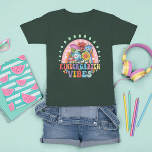 Kindergarten Vibes T Shirt For Kid Cute 1st Day Of School Retro Floral Rainbow TS02 Dark Forest Green Printyourwear