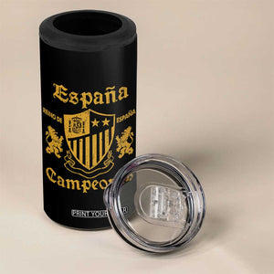 Reino De Espana Campeones Crest Graphic 4 in 1 Can Cooler Tumbler Vintage Spain Champions 2 Stars Spanish Pride Sports Fan