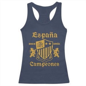 Reino De Espana Campeones Crest Graphic Racerback Tank Top Vintage Spain Champions 2 Stars Spanish Pride Sports Fan