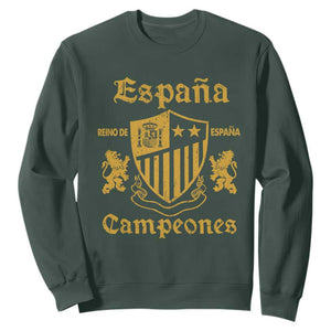 Reino De Espana Campeones Crest Graphic Sweatshirt Vintage Spain Champions 2 Stars Spanish Pride Sports Fan