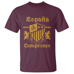 Reino De Espana Campeones Crest Graphic T Shirt Vintage Spain Champions 2 Stars Spanish Pride Sports Fan