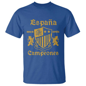 Reino De Espana Campeones Crest Graphic T Shirt Vintage Spain Champions 2 Stars Spanish Pride Sports Fan