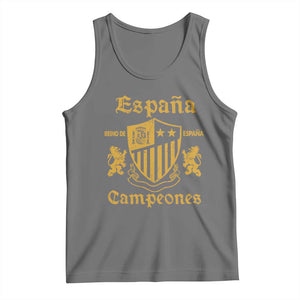 Reino De Espana Campeones Crest Graphic Tank Top Vintage Spain Champions 2 Stars Spanish Pride Sports Fan