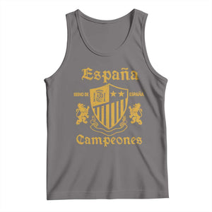 Reino De Espana Campeones Crest Graphic Tank Top Vintage Spain Champions 2 Stars Spanish Pride Sports Fan