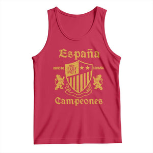 Reino De Espana Campeones Crest Graphic Tank Top Vintage Spain Champions 2 Stars Spanish Pride Sports Fan