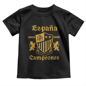 Reino De Espana Campeones Crest Graphic Toddler T Shirt Vintage Spain Champions 2 Stars Spanish Pride Sports Fan