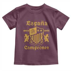 Reino De Espana Campeones Crest Graphic Toddler T Shirt Vintage Spain Champions 2 Stars Spanish Pride Sports Fan
